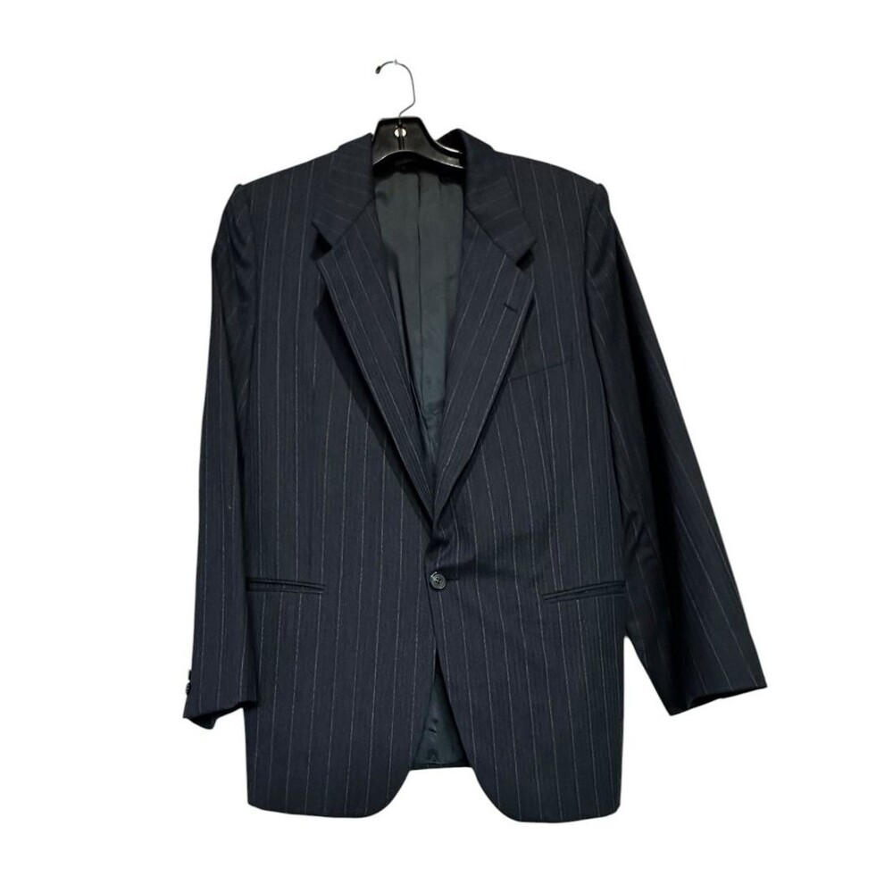 VTG Yves Saint Laurent Navy Wool Pin Stripe Jacket France 90s 100% Wool Blazer